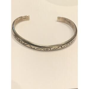 Sterling Silver Celestial Engraved Cuff Bracelet 925